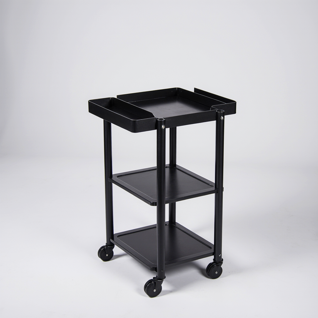 Caleb Fold-A-Way Salon Service Tray with Wheels and Appliance Holder