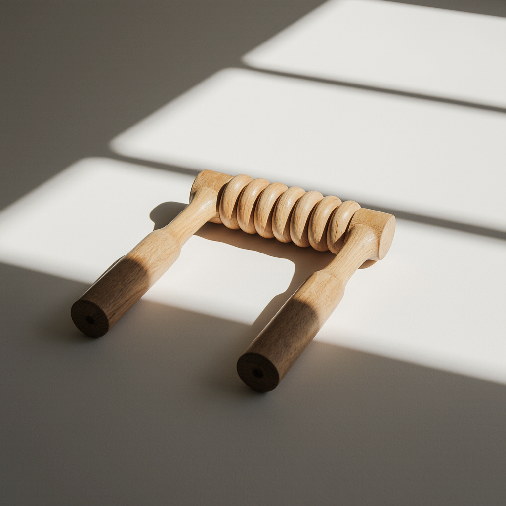 EarthLite Premium Wooden Back Roller for Deep Tissue Pain Relief Massage